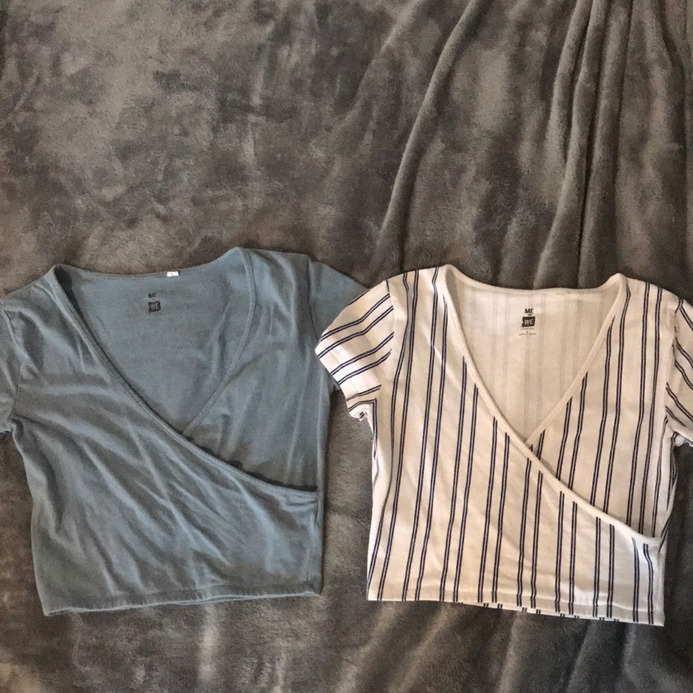 ME TO WE cross neck crop tops size small